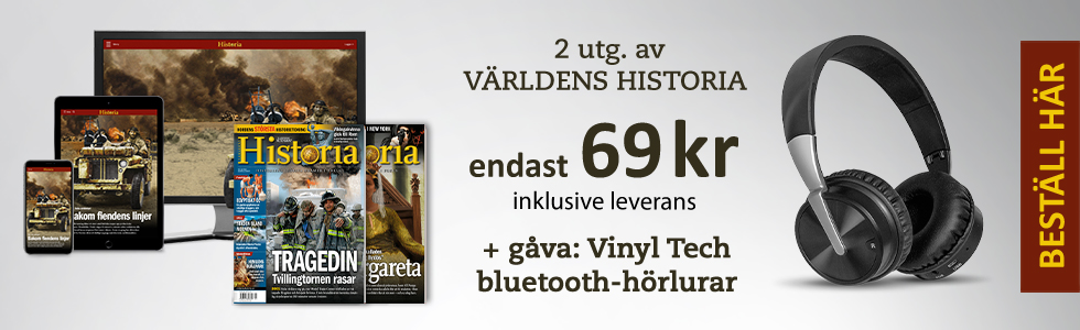 Världens Historia + Vinyl Tech bluetooth-hörlurar premie